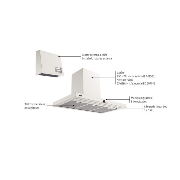 COIFA DE PAREDE TRAMONTINA DRITTA WALL SILENT PRO 90 220 V EM AÇO INOX - Image 2